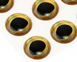 3D Epoxy Fish Eyes, Rainbow Gold, 9 mm